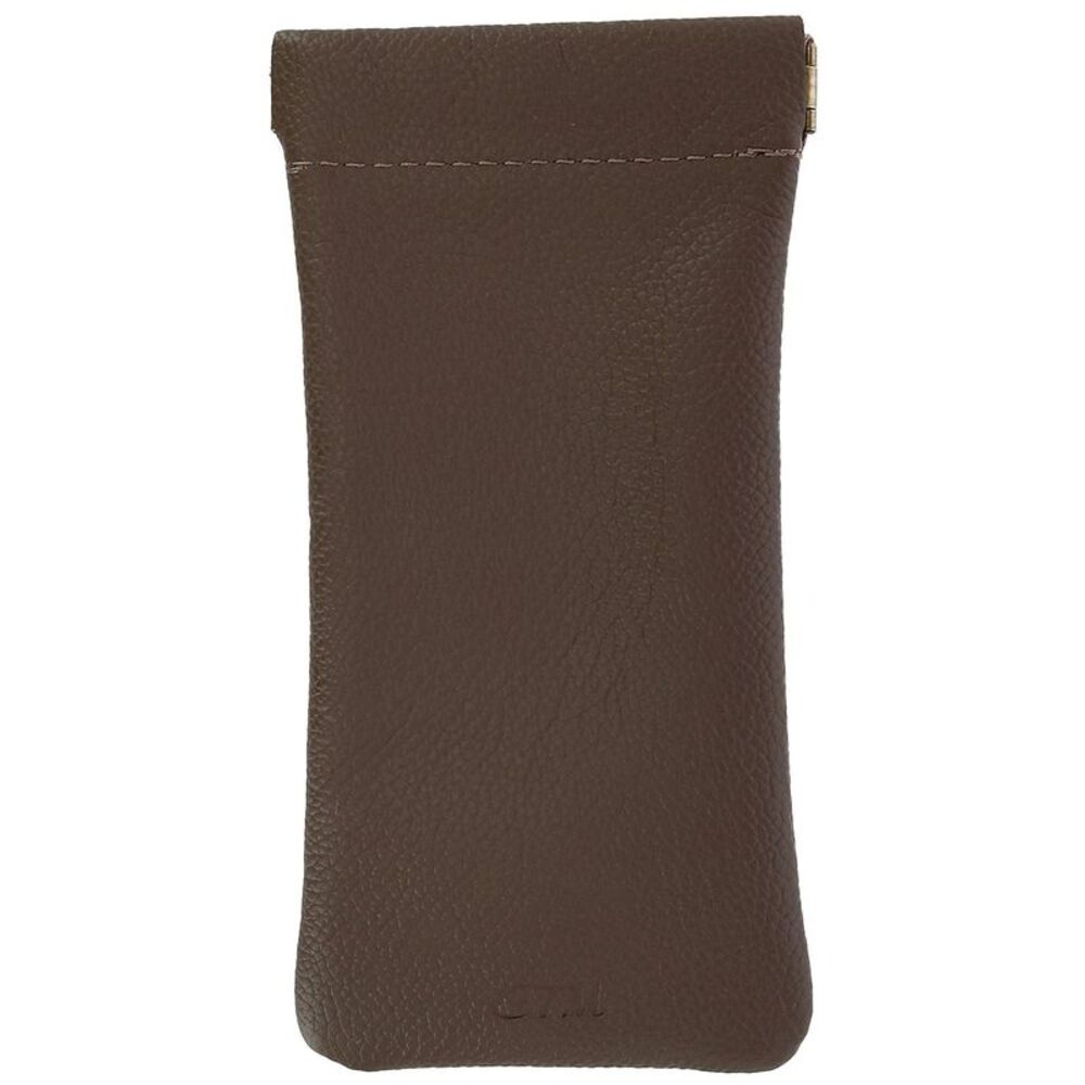 CTM Leather Push Mouth Pebble Grain Eyeglass Holder